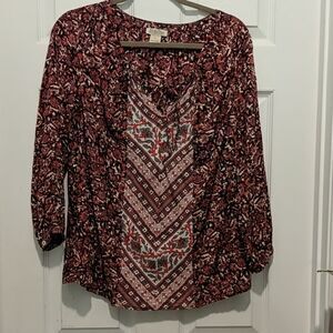 Lucky Brand Maroon print too Sz S